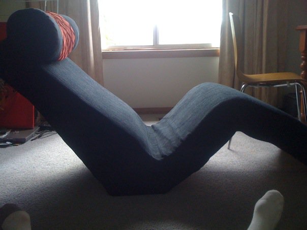 Here is the chair on its own. I had someone trace my bodyshape as i lay on some cardboard.
