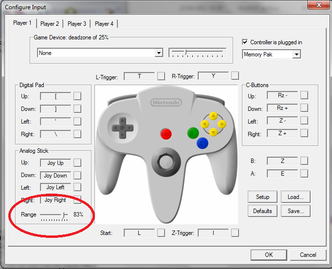Change your analog stick's "Range", see if that helps.