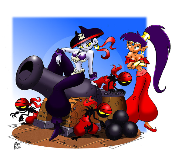 Shantae with her nemesis, Risky Boots the Lady Pirate.