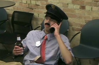 Me with a fake moustache in my new movie.