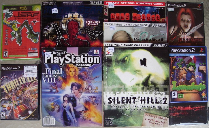 0 Xbox Jet Set Radio Future Sega GT 2002 - PS2 Thrillville - Metal Gear Solid Guide - PSM Sept 1999 - Fear Effect Guide - Silent Hill 2 Guide - PS2 Blood Rayne - PS2 PAL Lemmings - PS2 PAL Silent Hill.jpg