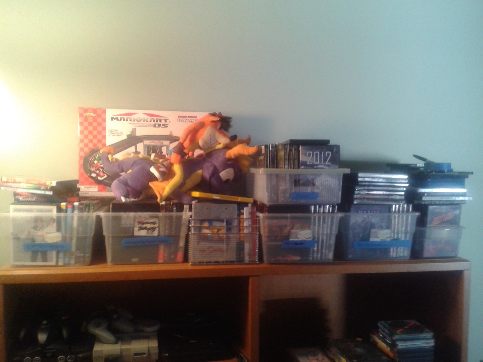 The top of my media center. I have to many DVD's...I need help with these as well lol.