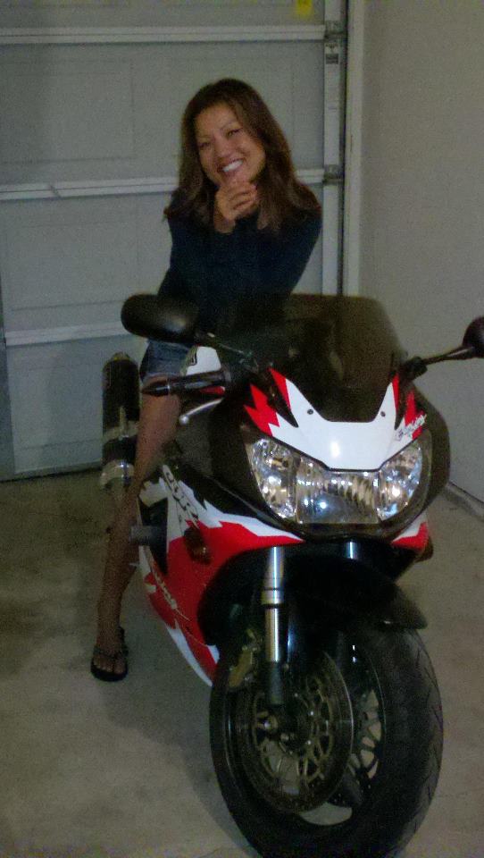 Here is my fiance posing on my bike
