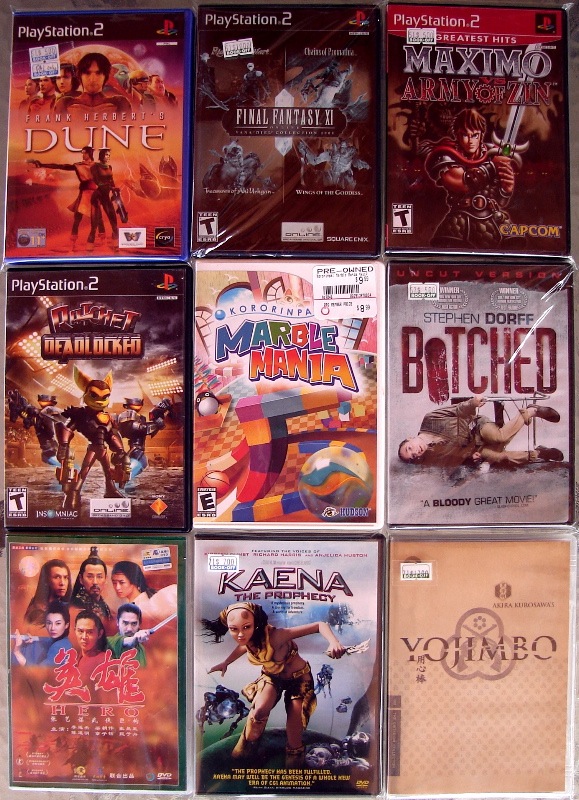 0 Dune - Final Fantasy XI Vana Diel Collection - Maximo - Ratchet Deadlocked - Kororinpa Marble Mania - Botched - Hero Guang Don Face DVD5 Version - Kaena Prophercy - Yojimbo Criterion Anamorphic.jpg