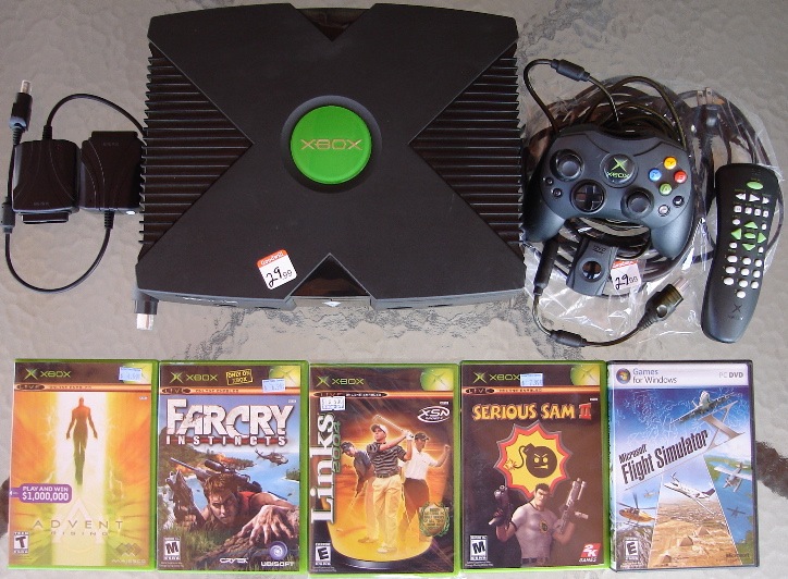 0 Xbox 1.1 Console Phillips Drive Akebono S Controller DVD Remote - Xbox Playstion Controller Adapters - Advent Rising - Far Cry Instincts - Links 2004 - Serious Sam II - PC Flight Simulator X.jpg